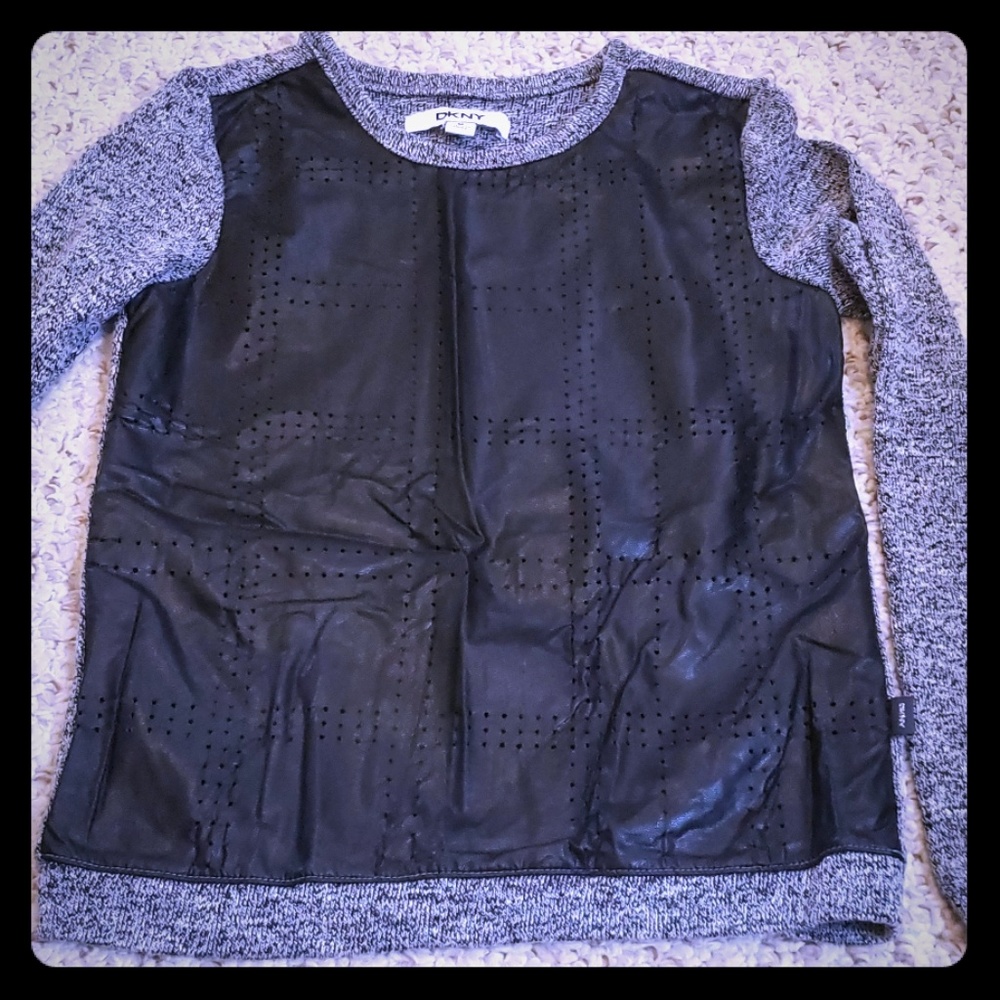 Dkny leather pullover sweater